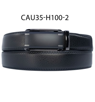 Ceinture automatique boucle crémaillère sans trous en croute de cuir de vachette 3.5 cm - 4