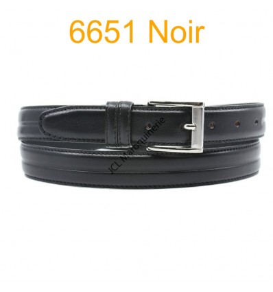 Ceinture en cuir de vachette fabrication francaise 6651 noir