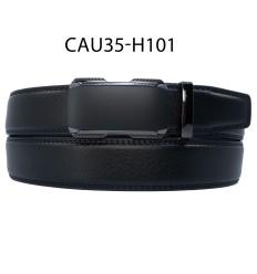 Ceinture automatique boucle crémaillère sans trous en croute de cuir de vachette 3.5 cm - 4