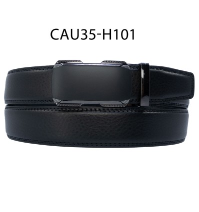 Ceinture automatique boucle crémaillère sans trous en croute de cuir de vachette 3.5 cm - 4