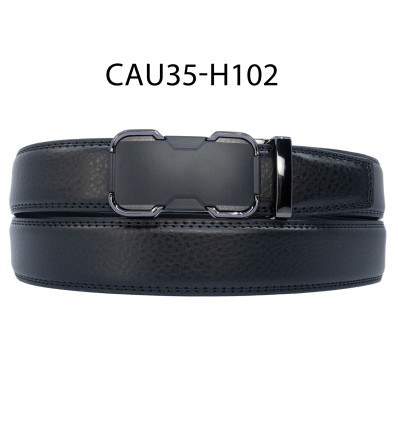 Ceinture automatique boucle crémaillère sans trous en croute de cuir de vachette 3.5 cm - 4