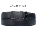 Ceinture automatique boucle crémaillère sans trous en croute de cuir de vachette 3.5 cm