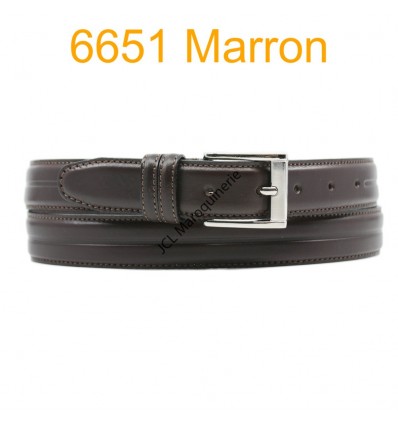 Ceinture en cuir de vachette fabrication francaise 6651 Marron