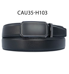 Ceinture automatique boucle crémaillère sans trous en croute de cuir de vachette 3.5 cm - 4