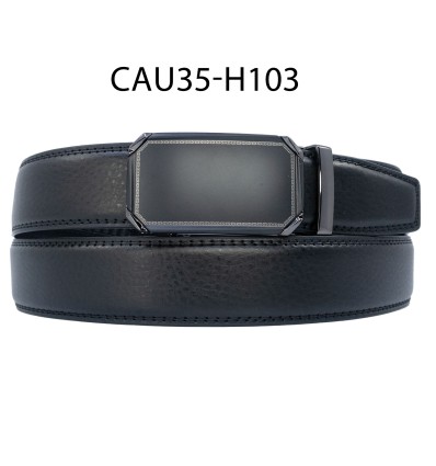 Ceinture automatique boucle crémaillère sans trous en croute de cuir de vachette 3.5 cm - 4