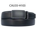 Ceinture automatique boucle crémaillère sans trous en croute de cuir de vachette 3.5 cm