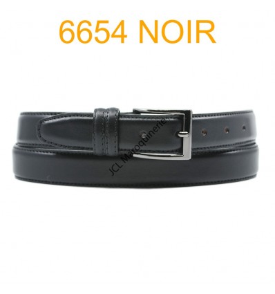 Ceinture en cuir de vachette fabrication francaise 6654 noir