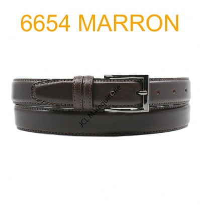 Ceinture en cuir de vachette fabrication francaise 6654 Marron