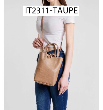 Petit sac cabas en cuir de vachette avec pochette attaché Fabriqué en Italie - 16
