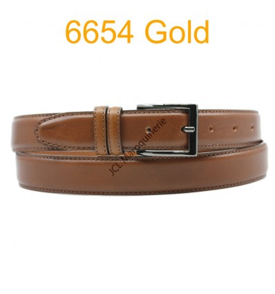 Ceinture en cuir de vachette fabrication francaise 6654 Camel