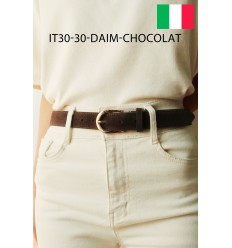 Ceinture femme en cuir daim avec boucle dorée Fabriqué en Italie - 1