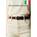 Ceinture femme en cuir daim avec boucle dorée Fabriqué en Italie