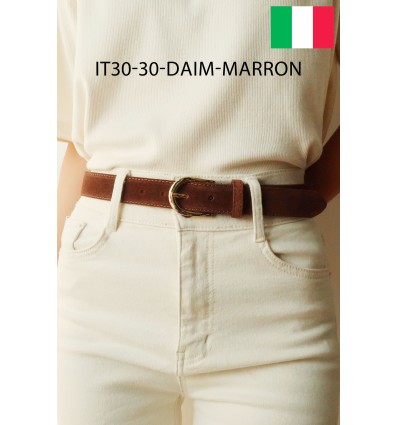 Ceinture femme en cuir daim avec boucle dorée Fabriqué en Italie - 1