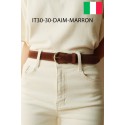 Ceinture femme en cuir daim avec boucle dorée Fabriqué en Italie