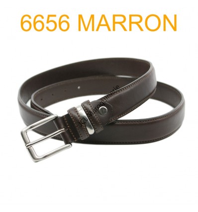 Ceinture en cuir de vachette fabrication francaise 6656 Marron