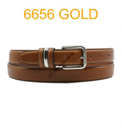 Ceinture en cuir de vachette fabrication francaise 6656 Camel