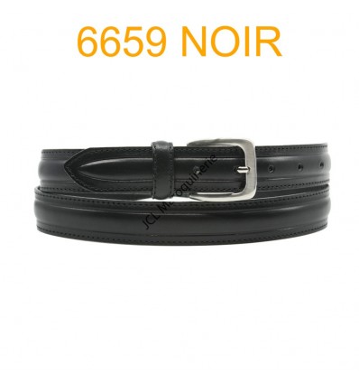 Ceinture en cuir de vachette fabrication francaise 6659 noir