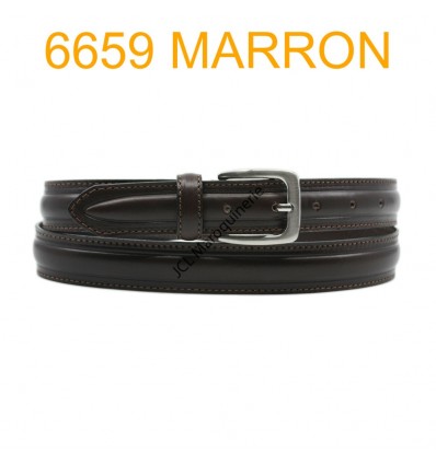 Ceinture en cuir de vachette fabrication francaise 6659 Marron