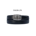 Ceinture automatique boucle crémaillère sans trous en croute de cuir de vachette 3.5 cm