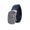Ceinture automatique boucle crémaillère sans trous en croute de cuir de vachette 3.5 cm - 5