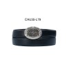 Ceinture automatique boucle crémaillère sans trous en croute de cuir de vachette 3.5 cm - 4