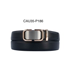Ceinture automatique boucle crémaillère sans trous en croute de cuir de vachette 3.5 cm - 4