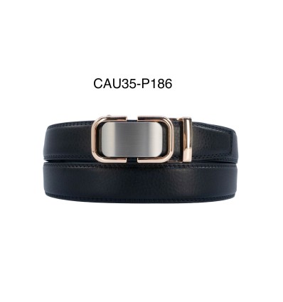 Ceinture automatique boucle crémaillère sans trous en croute de cuir de vachette 3.5 cm - 4