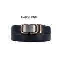 Ceinture automatique boucle crémaillère sans trous en croute de cuir de vachette 3.5 cm