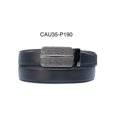 Ceinture automatique boucle crémaillère sans trous en croute de cuir de vachette 3.5 cm - 4