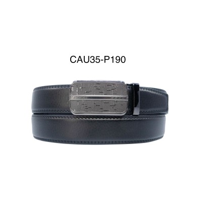 Ceinture automatique boucle crémaillère sans trous en croute de cuir de vachette 3.5 cm - 4