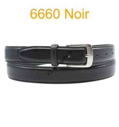 Ceinture en cuir de vachette fabrication francaise 6660 noir