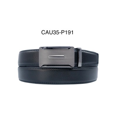 Ceinture automatique boucle crémaillère sans trous en croute de cuir de vachette 3.5 cm - 4