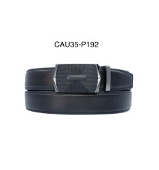 Ceinture automatique boucle crémaillère sans trous en croute de cuir de vachette 3.5 cm - 4