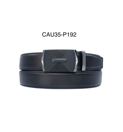 Ceinture automatique boucle crémaillère sans trous en croute de cuir de vachette 3.5 cm - 4
