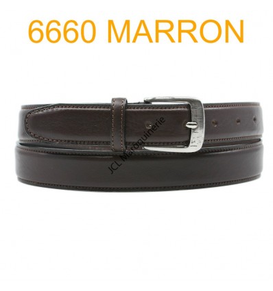 Ceinture en cuir de vachette fabrication francaise 6660 Marron