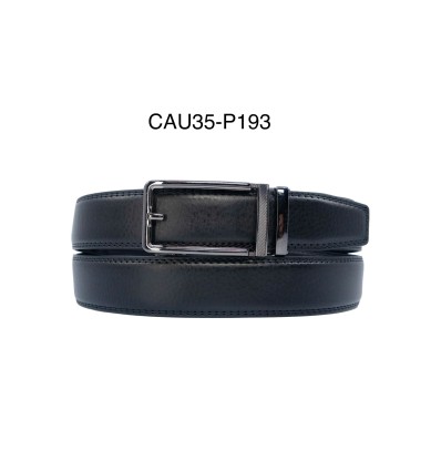 Ceinture automatique boucle crémaillère sans trous en croute de cuir de vachette 3.5 cm - 4