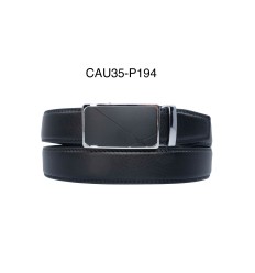 Ceinture automatique boucle crémaillère sans trous en croute de cuir de vachette 3.5 cm - 4