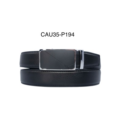 Ceinture automatique boucle crémaillère sans trous en croute de cuir de vachette 3.5 cm - 4