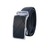 Ceinture automatique boucle crémaillère sans trous en croute de cuir de vachette 3.5 cm - 5