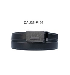 Ceinture automatique boucle crémaillère sans trous en croute de cuir de vachette 3.5 cm (Dupliqué) - 4