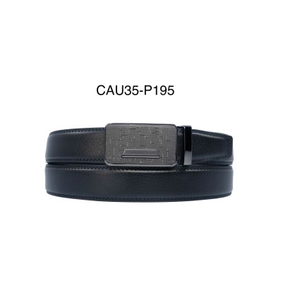 Ceinture automatique boucle crémaillère sans trous en croute de cuir de vachette 3.5 cm (Dupliqué) - 4