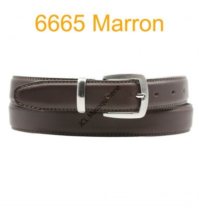 Ceinture en cuir de vachette fabrication francaise 6665 Marron