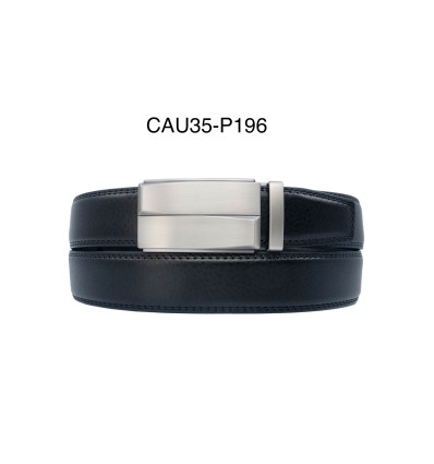 Ceinture automatique boucle crémaillère sans trous en croute de cuir de vachette 3.5 cm - 4