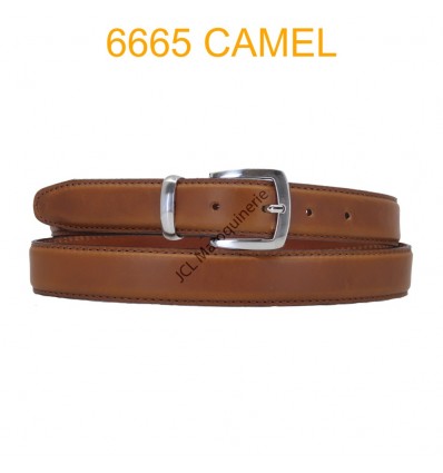 Ceinture en cuir de vachette fabrication francaise 6665 Camel