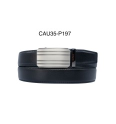 Ceinture automatique boucle crémaillère sans trous en croute de cuir de vachette 3.5 cm - 4