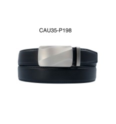 Ceinture automatique boucle crémaillère sans trous en croute de cuir de vachette 3.5 cm - 4