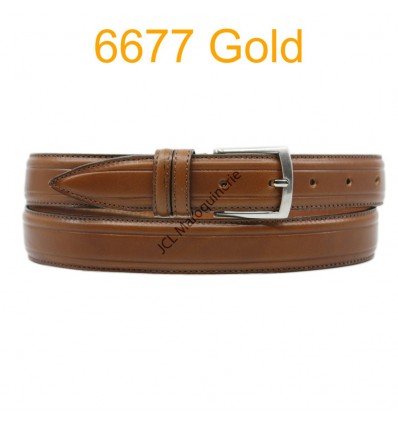 Ceinture en cuir de vachette fabrication francaise 6677 Camel