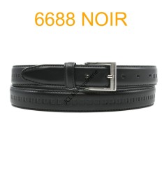 Ceinture en cuir de vachette fabrication francaise 6688 noir