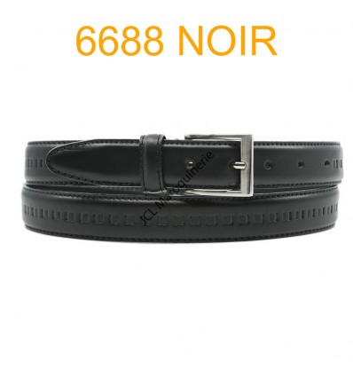 Ceinture en cuir de vachette fabrication francaise 6688 noir