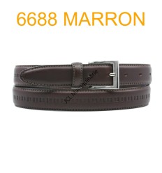 Ceinture en cuir de vachette fabrication francaise 6688 Marron